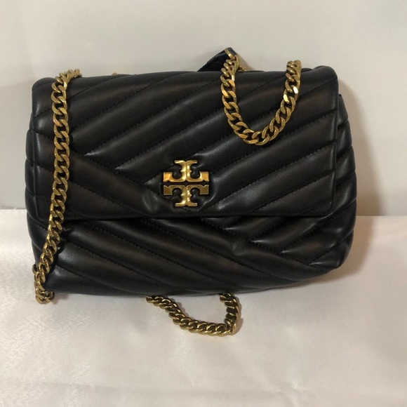 Tory Burch Kira Chevron Small Convertible Shoulder Crossbody Leather Black Bag